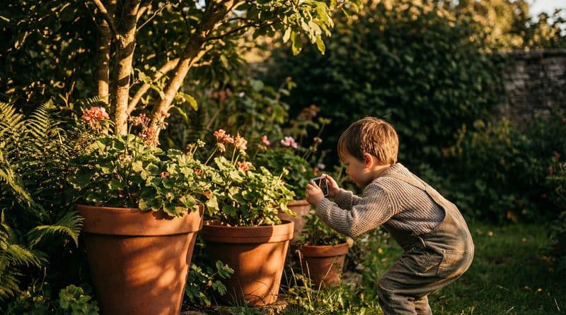 Child photographing a clue spot